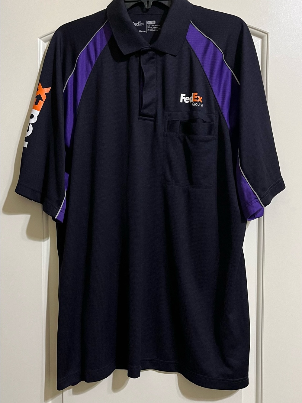 FedEx Ground Men's Black Polo with Purple Accent FedEx Logos XL
